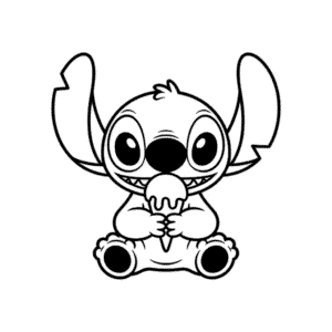Desenho Fácil do Stitch Comendo Sorvete