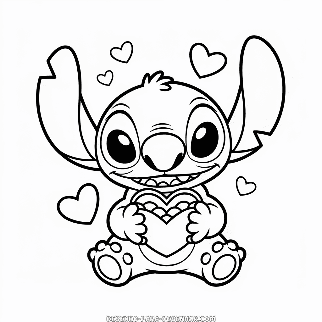 Desenho Fácil do Stitch no Dia dos Namorados