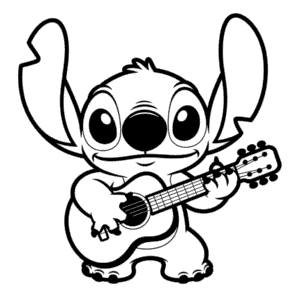 Desenho Fácil do Stitch Tocando Guitarra