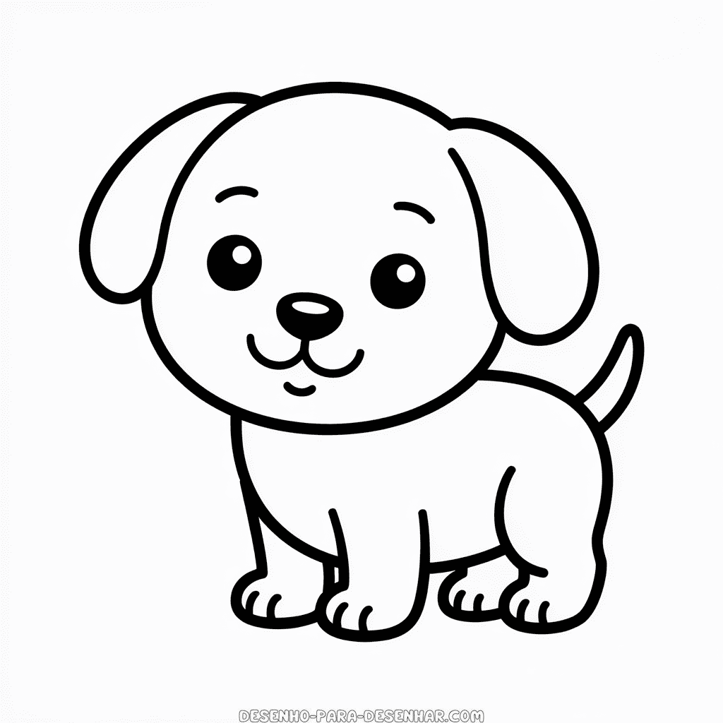 Desenho Fácil de Cachorro Simples e Fofo