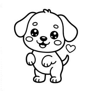 Desenho Fácil de um Cachorro Kawaii Fofo