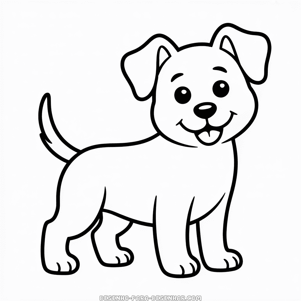 Desenho Fácil do Cachorro Preto e Branco