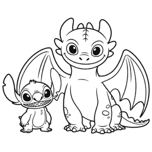 Desenho Fácil do Dragão Banguela e do Stitch