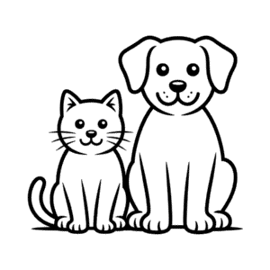 Desenho Fácil do Gato e Cachorro