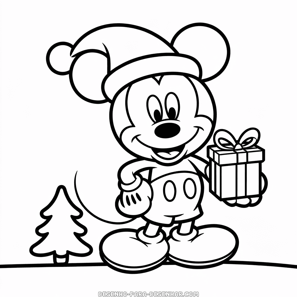 Desenho Fácil do Mickey Natalino
