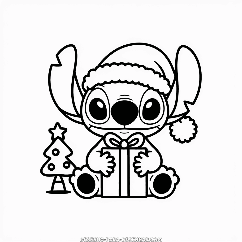Desenho Fácil do Stitch no Natal