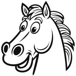 Desenho Fácil da Cabeça Engraçada de Cavalo