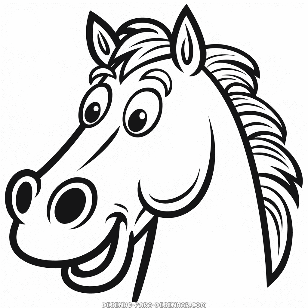 Desenho Fácil da Cabeça Engraçada de Cavalo