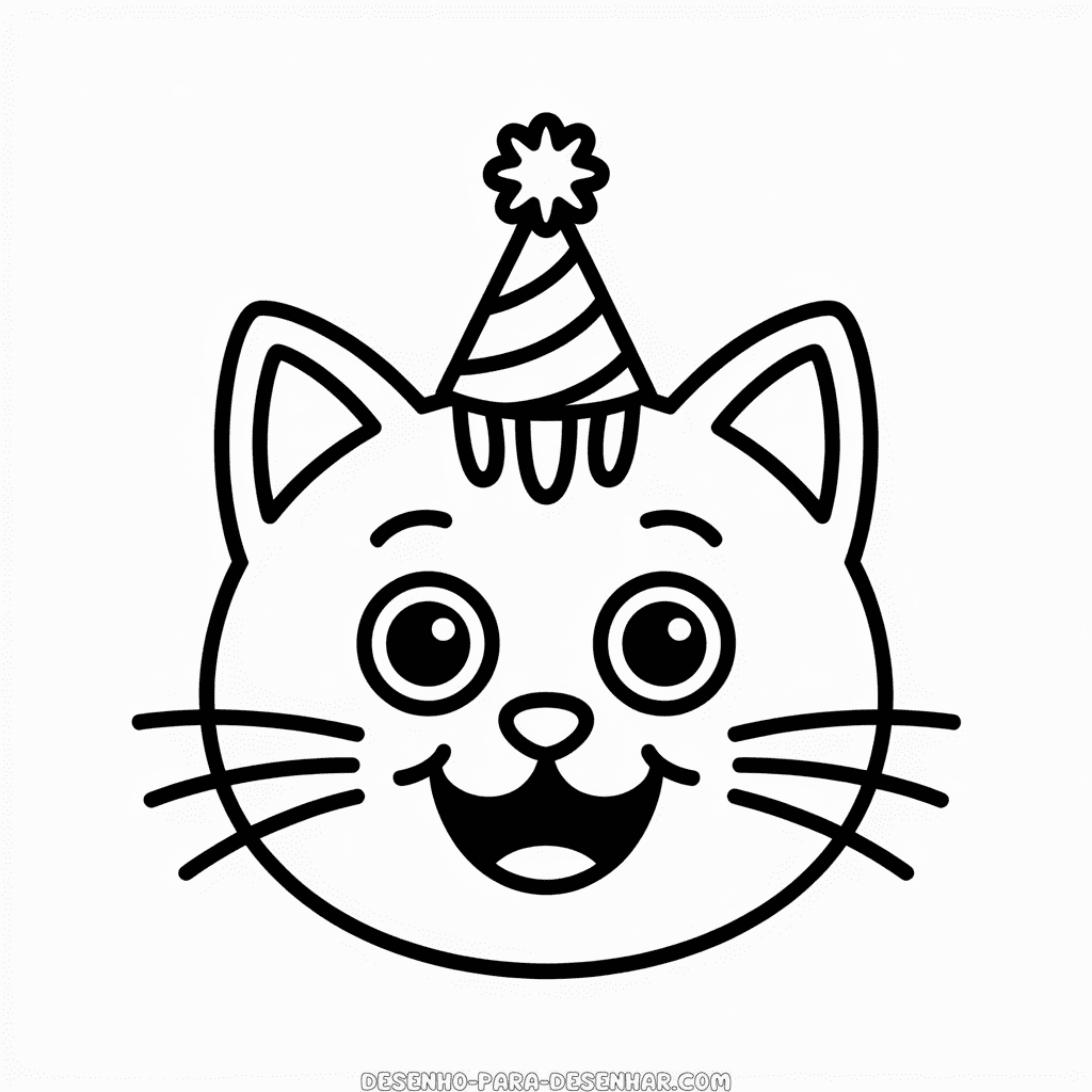 Desenho Fácil da Cara de Gato em Desenho Animado