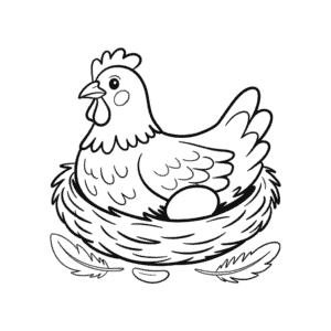 Desenho Fácil da Galinha Botando Ovo