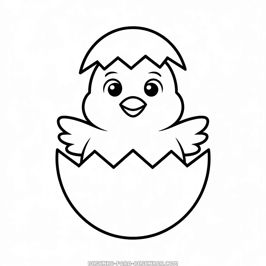 Desenho Fácil da Galinha no Ovo de Eclosão