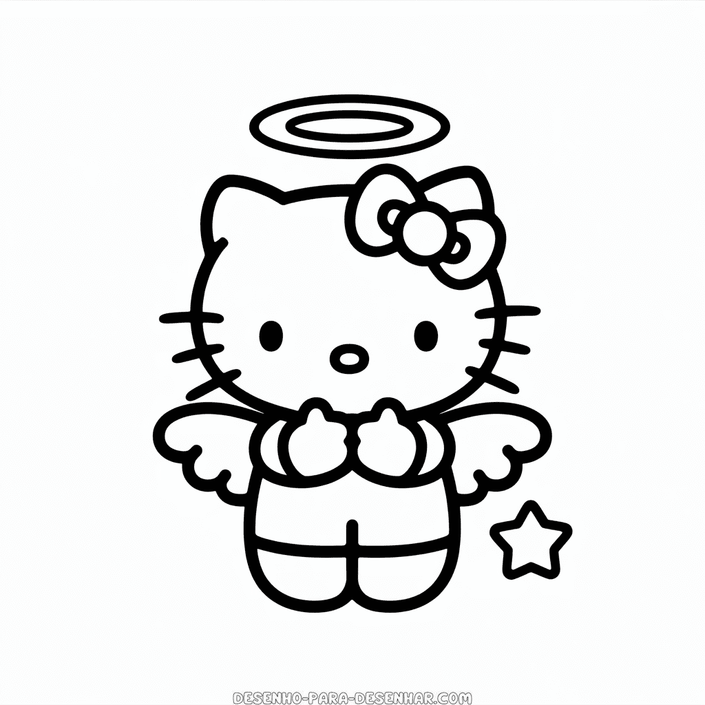 Desenho Fácil da Hello Kitty Anjo