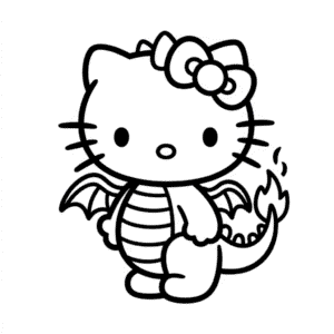Desenho Fácil da Hello Kitty em Traje de Dragão