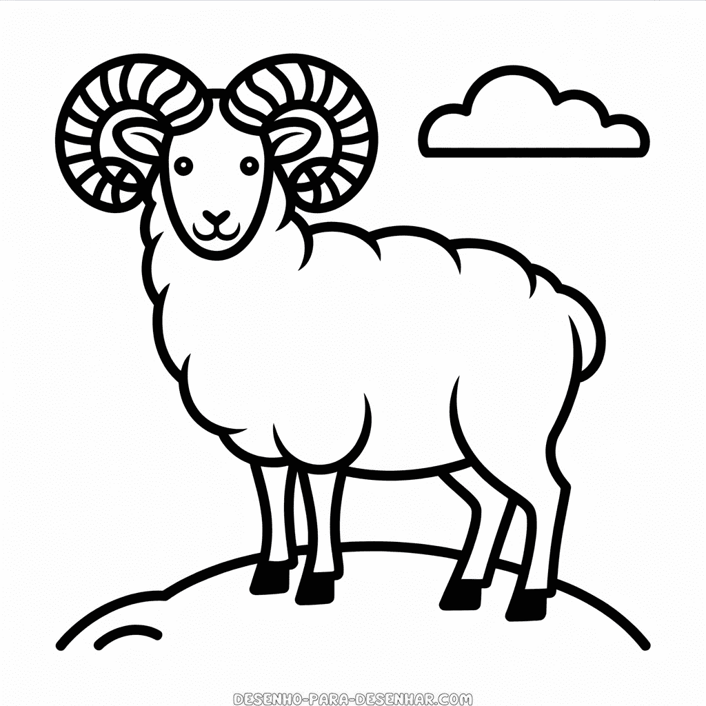Desenho Fácil da Ovelha da Montanha