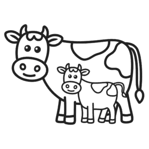 Desenho Fácil da Vaca e do Bezerro