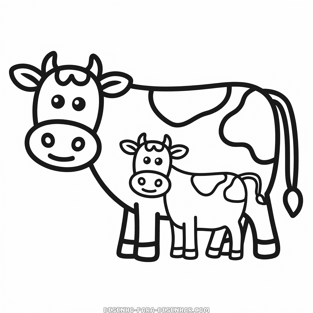 Desenho Fácil da Vaca e do Bezerro