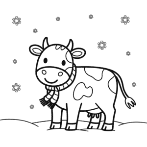 Desenho Fácil da Vaca no Inverno