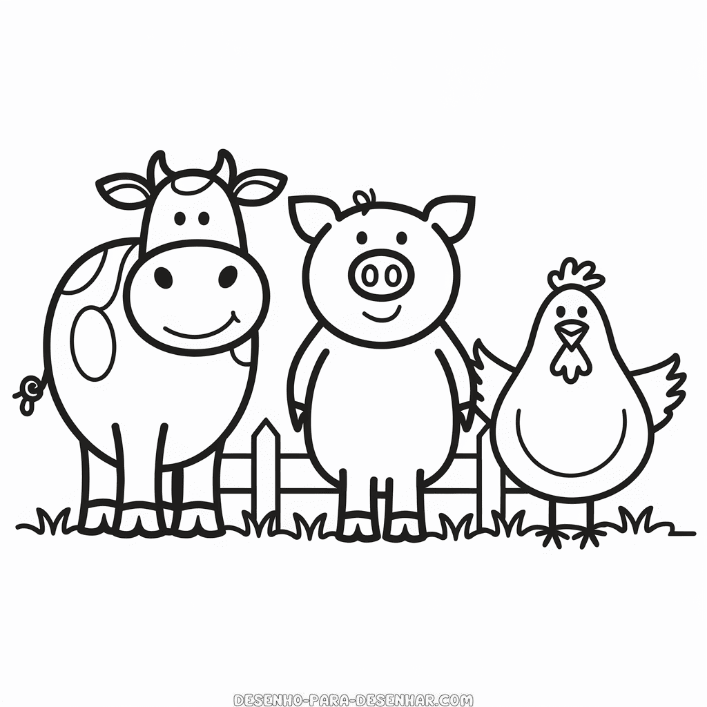 Desenho Fácil de Animais da Fazenda