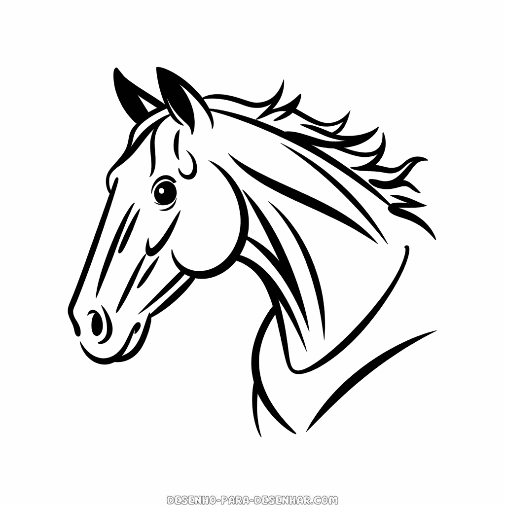 Desenho Fácil de Cabeça de Cavalo Realista