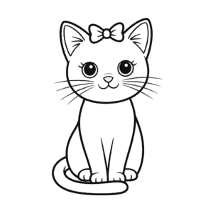 Desenho Fácil de Gato Fofo Feminino