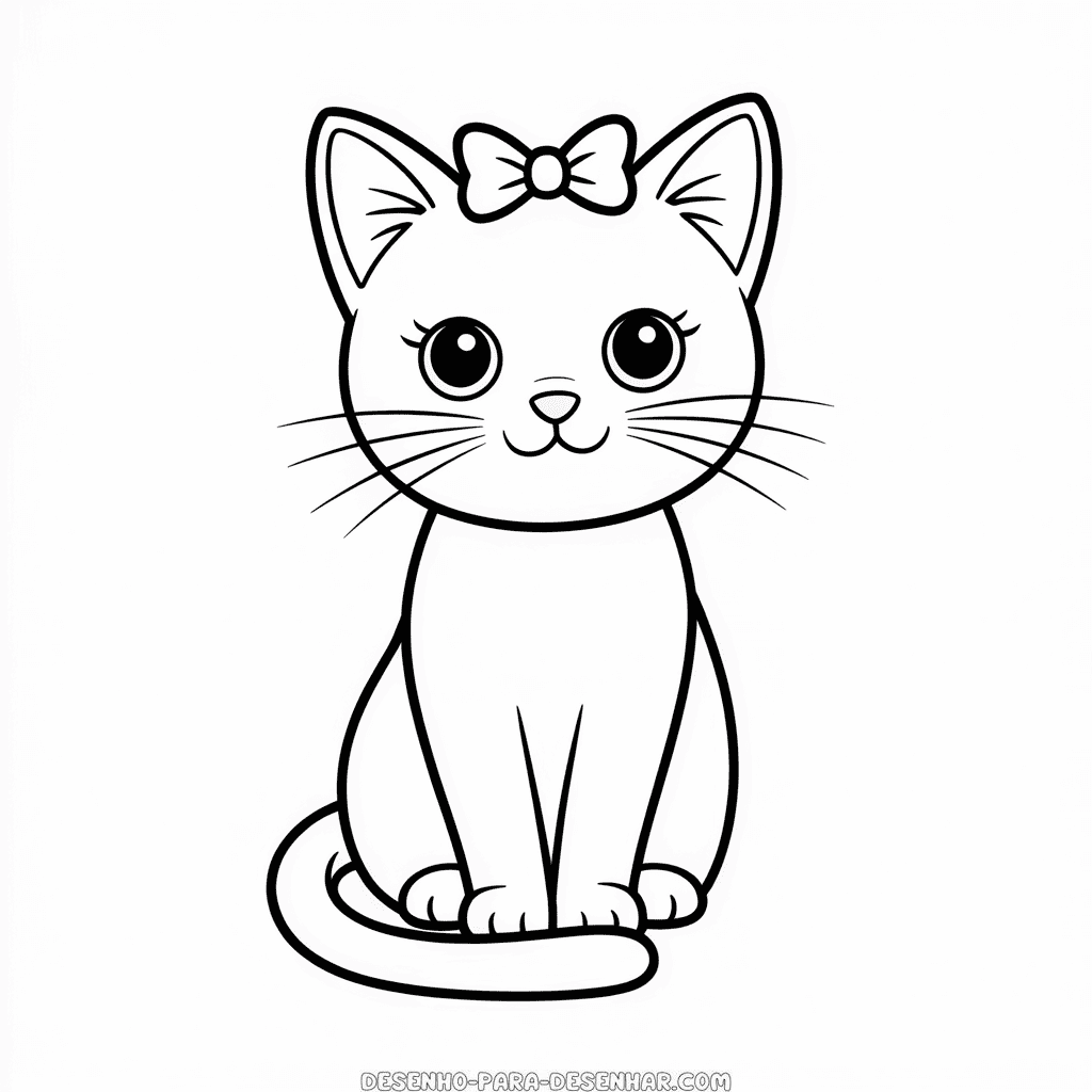 Desenho Fácil de Gato Fofo Feminino