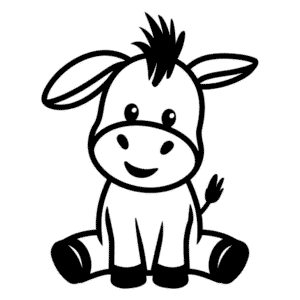Desenho Fácil de um Burro Fofo