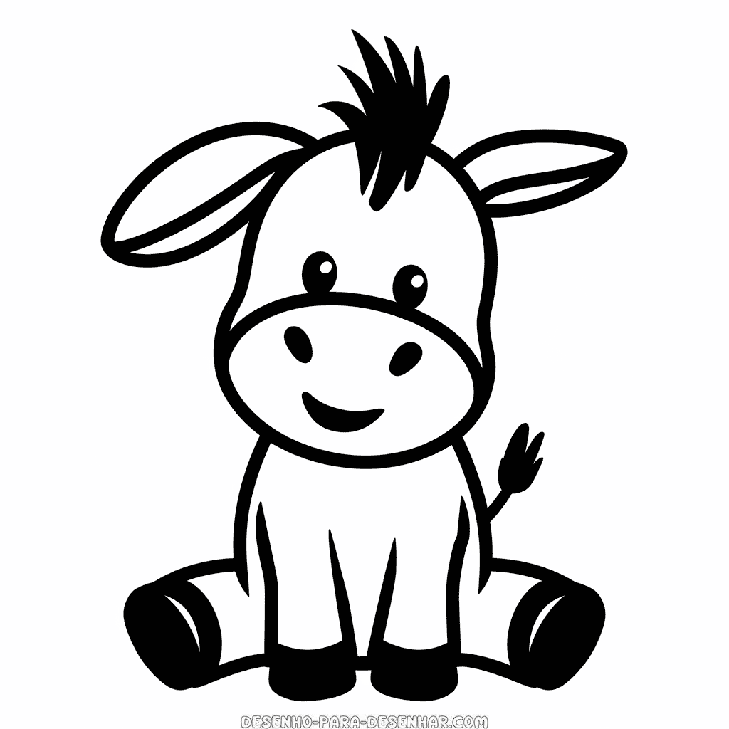 Desenho Fácil de um Burro Fofo