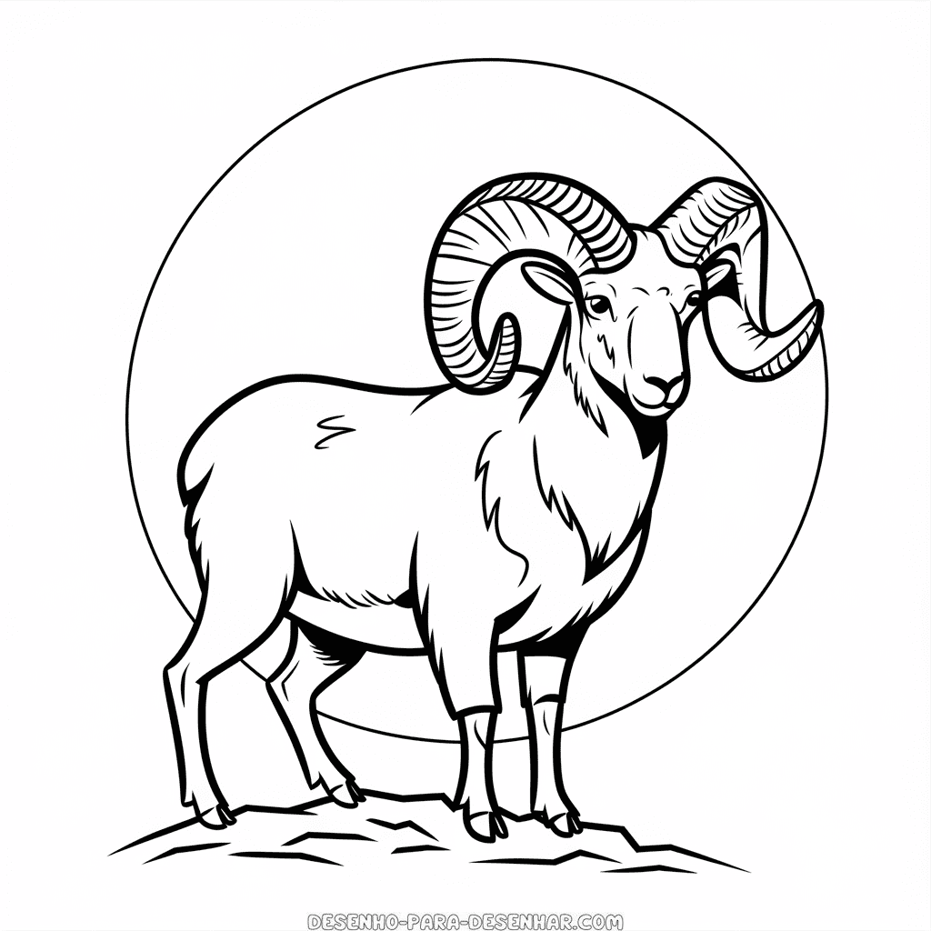 Desenho Fácil de um Carneiro-selvagem Realista