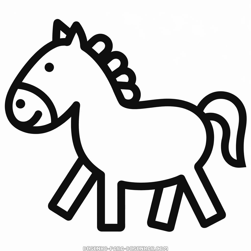 Desenho Fácil de um Cavalo Estilizado