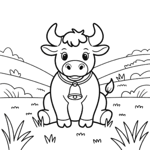 Desenho Fácil de um Touro na Grama