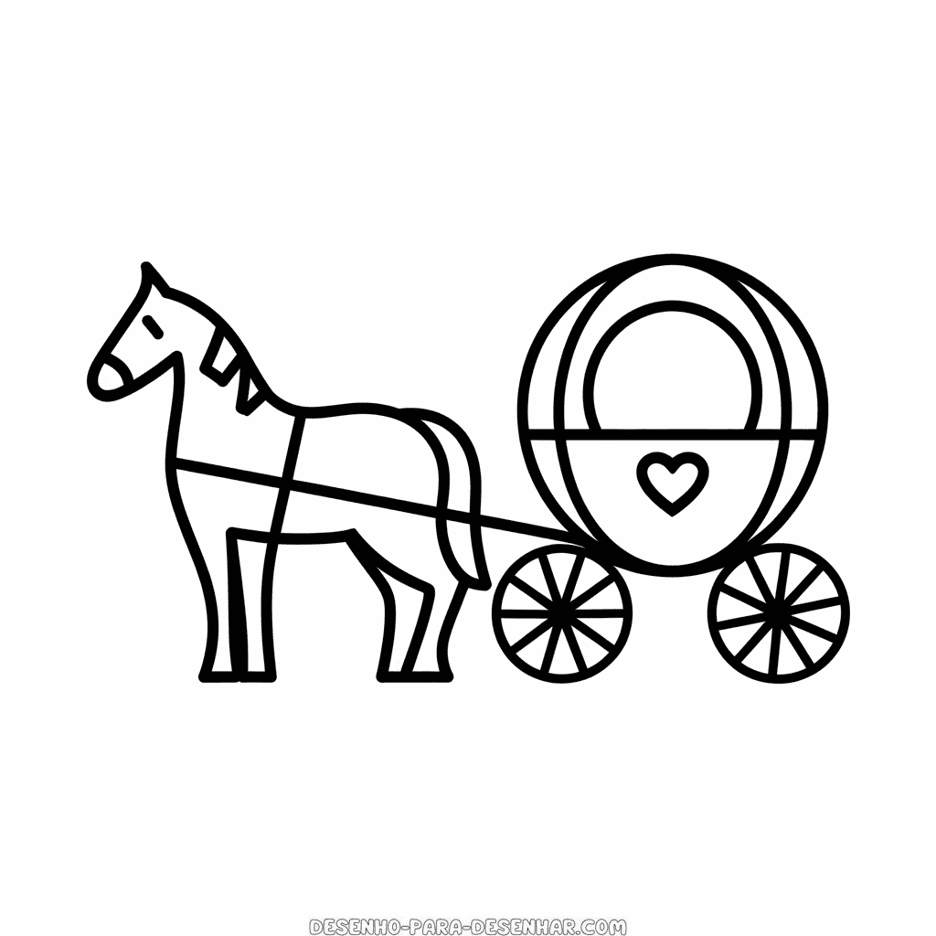Desenho Fácil do Cavalo e da Carruagem