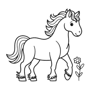 Desenho Fácil do Cavalo Preto e Branco