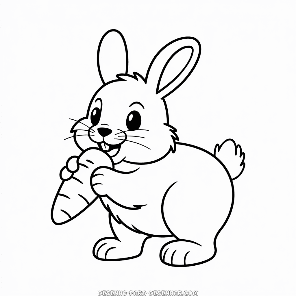Desenho Fácil do Coelho e da Cenoura