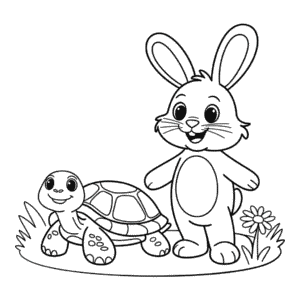 Desenho Fácil do Coelho e da Tartaruga