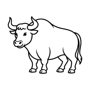 Desenho Fácil do Contorno de um Touro