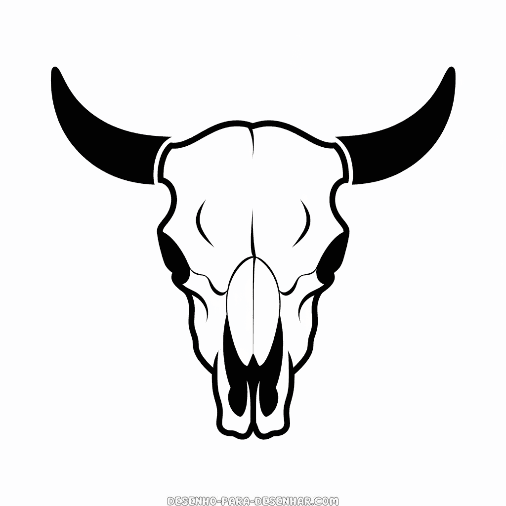 Desenho Fácil do Crânio de Vaca