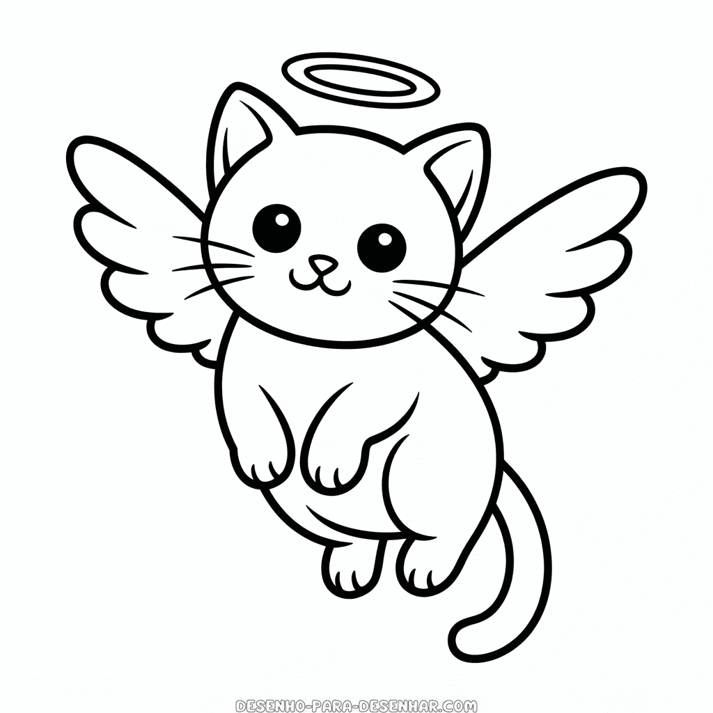 Desenho Fácil do Gato Anjo