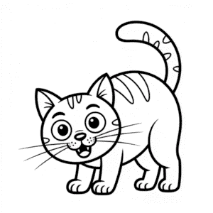 Desenho Fácil do Gato Assustador de Desenho Animado