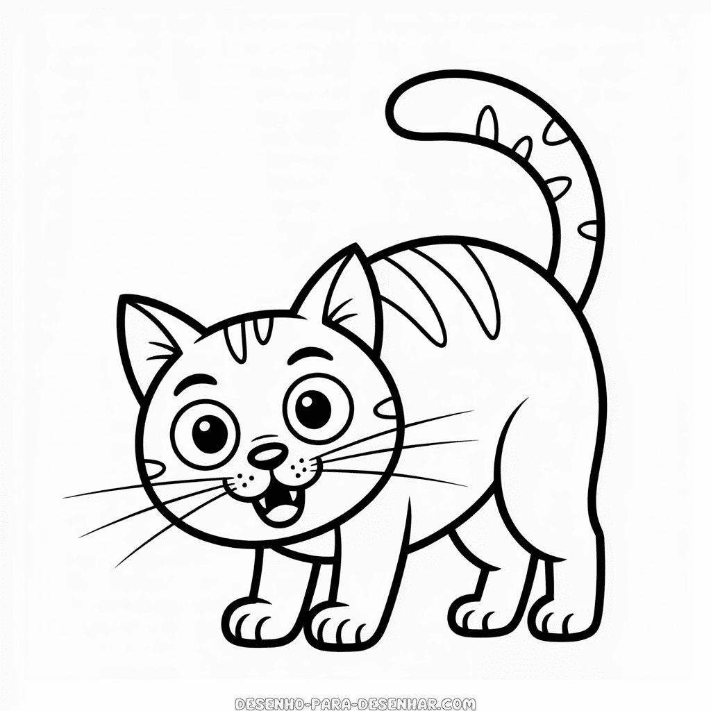 Desenho Fácil do Gato Assustador de Desenho Animado