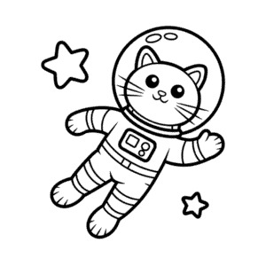 Desenho Fácil do Gato Astronauta