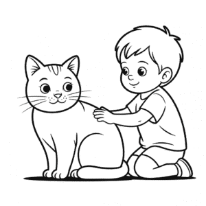 Desenho Fácil do Gato com Criança