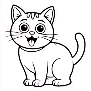 Desenho Fácil do Gato de Desenho Animado Engraçado