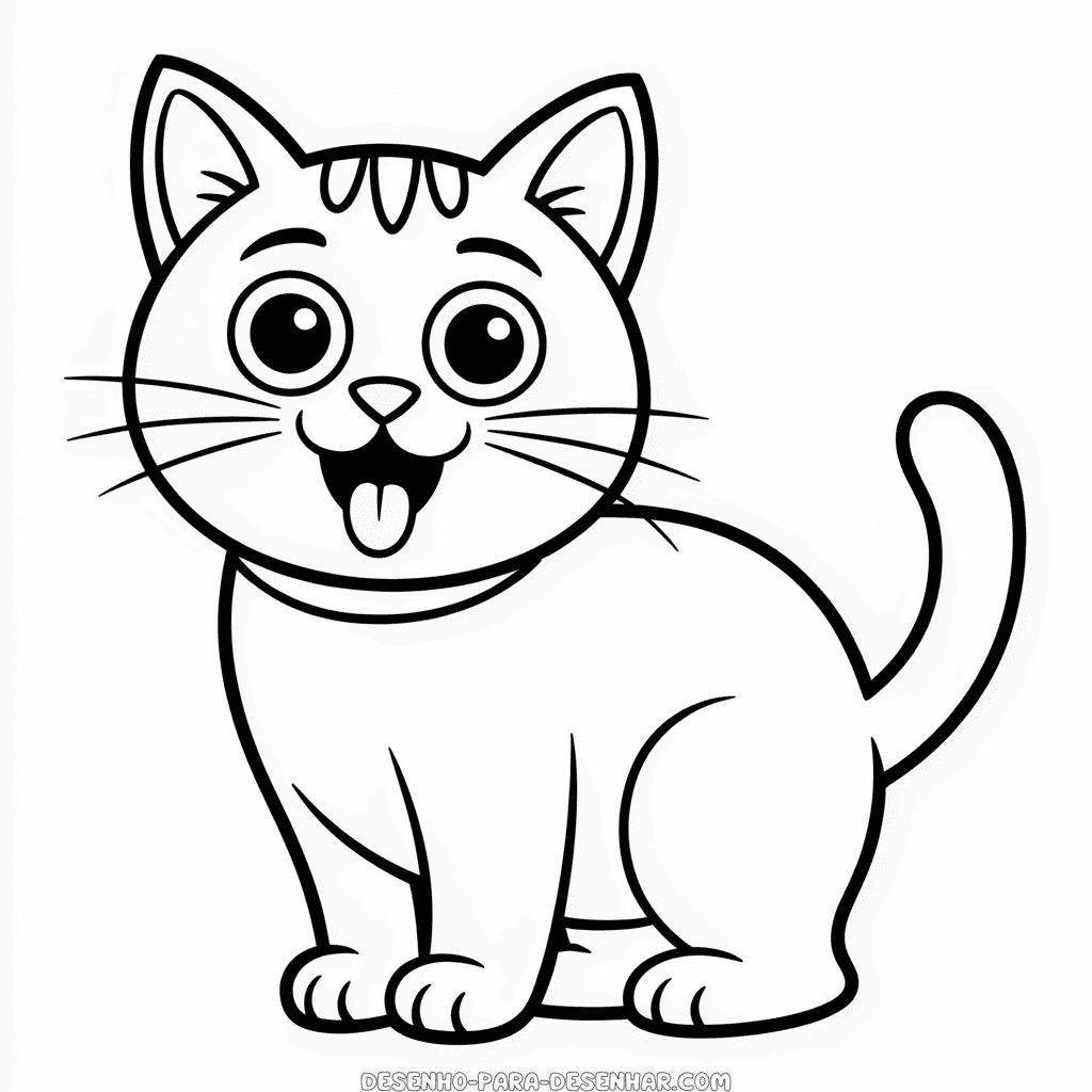 Desenho Fácil do Gato de Desenho Animado Engraçado