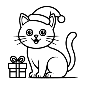Desenho Fácil do Gato de Natal