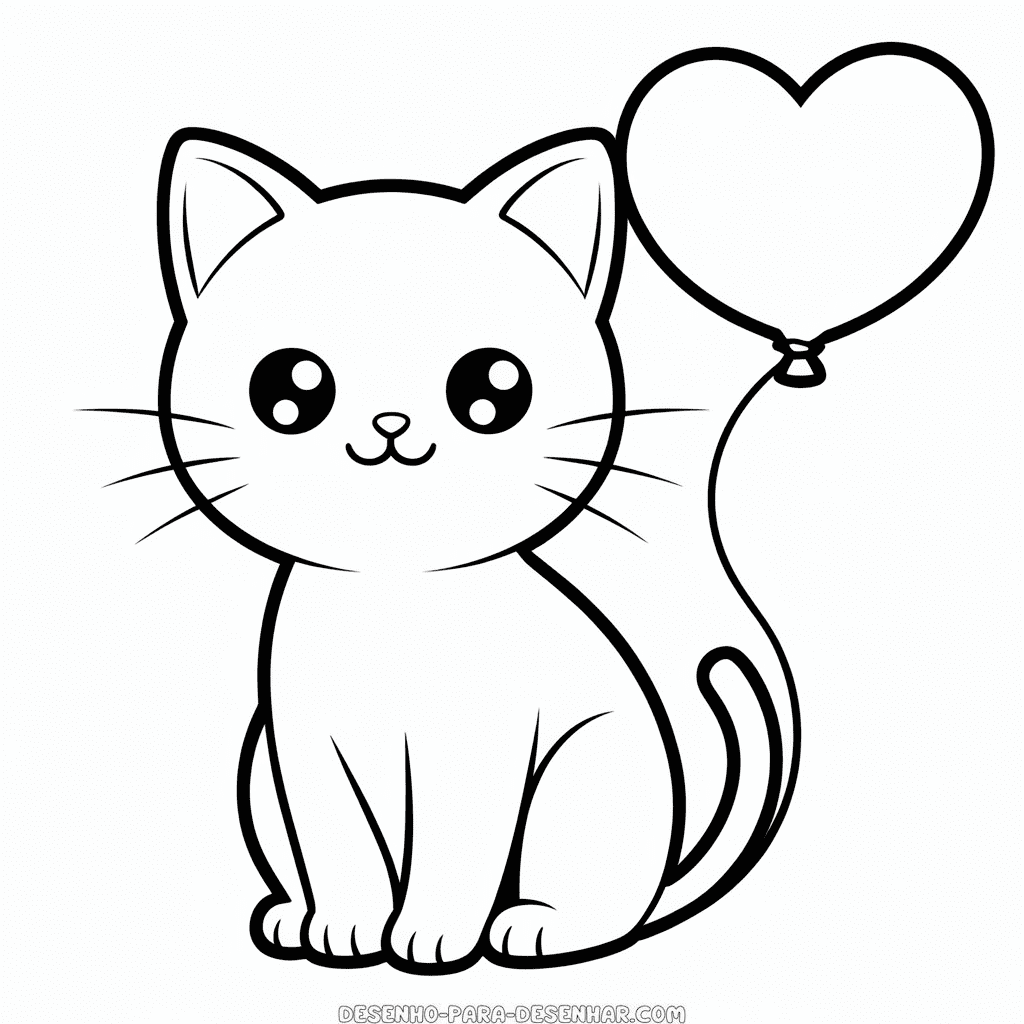 Desenho Fácil do Gato Kawaii de Anime