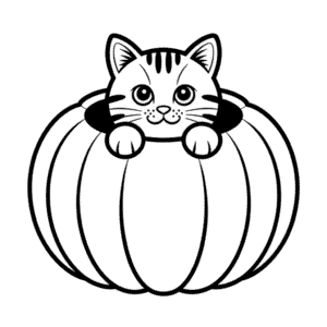 Desenho Fácil do Gato na Abóbora
