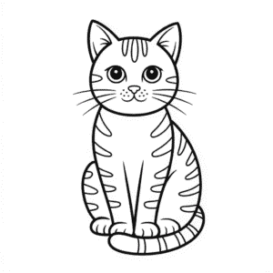 Desenho Fácil do Gato Preto e Branco