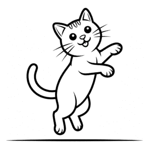 Desenho Fácil do Gato Saltando