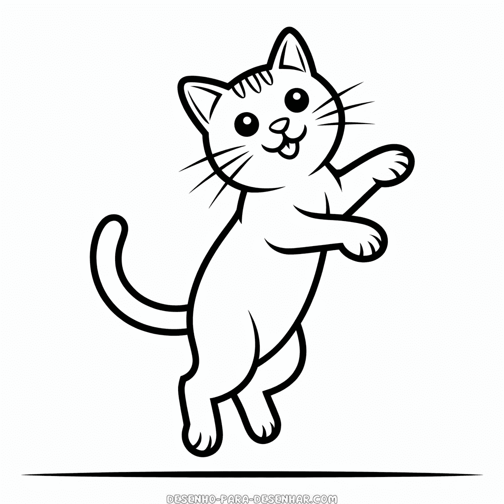 Desenho Fácil do Gato Saltando
