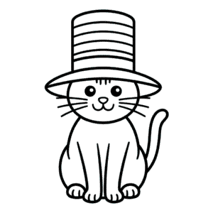 Desenho Fácil do Gato Usando um Chapéu